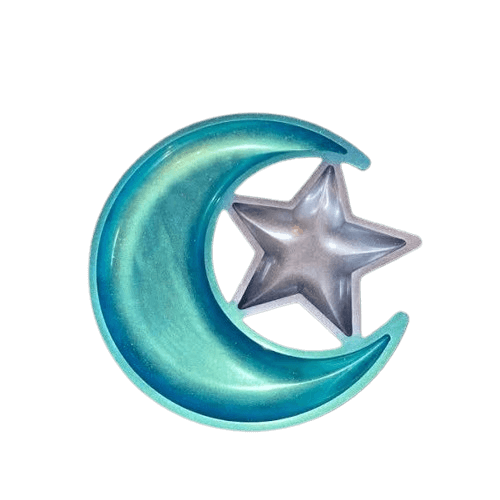 ALUMINIUM STAR & MOON SERVING TRAY (POLISH & DECAL)